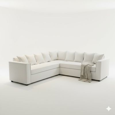 Imagen 2 del producto Seccional Emilia blanco  con Resortes pocket full comfort