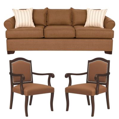 Imagen 2 del producto Juego de Living 311 Antonia cafe sofa con resortes + 2 sitiales madera