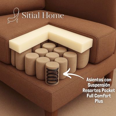 Imagen 2 del producto LIVING 311 ROMEO CAFE SOFA 3 CUERPOS RESORTES + 2 SITIALES DE MADERA