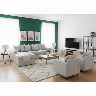 Living 311 lehmann gris seccional resortes + 2 poltronas resortes