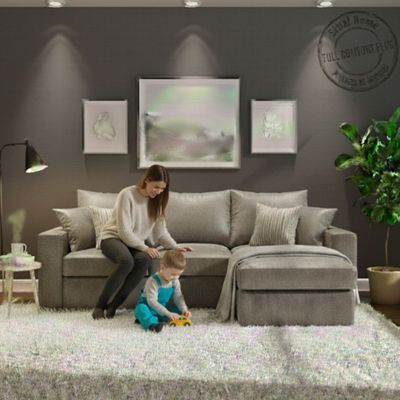 Imagen 2 del producto Seccional intercambiable Burton gris cuero sintetico envejecido resortes pocket