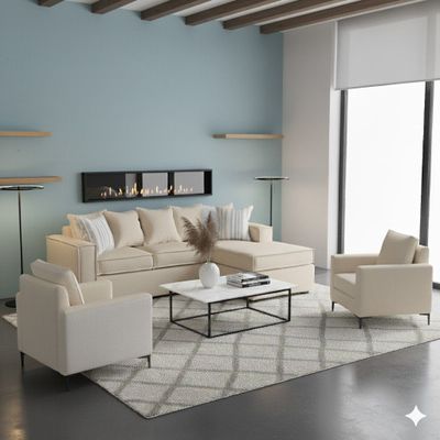 Imagen 2 del producto Living 311 lehmann beige seccional resortes + 2 poltronas resortes