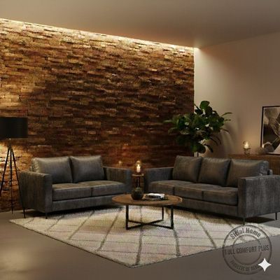 Imagen 2 del producto Juego Living 3-2 Tennese Gris cuero sintetico envejecido con asiuentos de resorte pocket