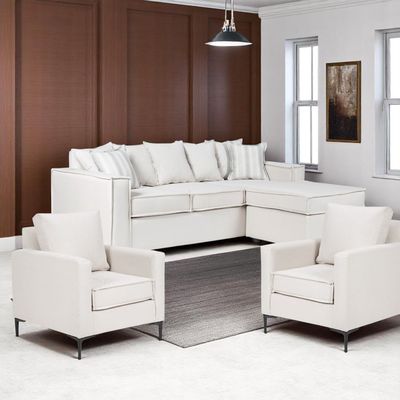 Imagen 2 del producto Living 311 lehmann blanco seccional resortes + 2 poltronas resortes