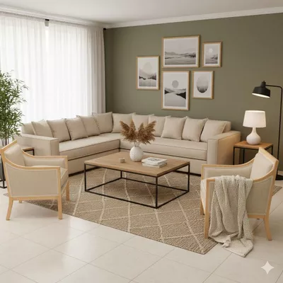 Living 311 Seccional con resortes+ 2 Sitiales Metropolitan Beige