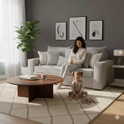 Sofa 3 cuerpos con Resortes full comfort plus Agustina Gris Claro