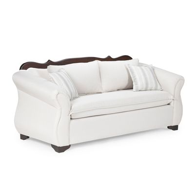 Imagen 2 del producto Living 311 Tripoli blanco sofa resortes + 2 sitiales madera modernos 