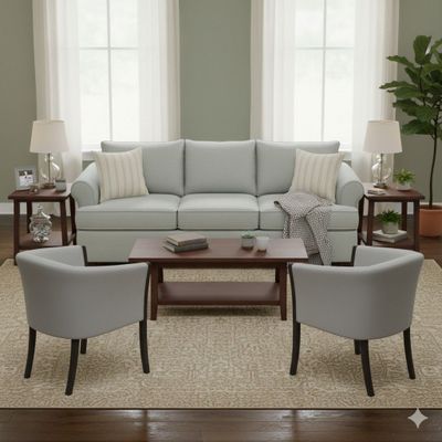 Imagen 1 del producto Juego de Living Pastora gris  claro 311 sofa resortes + 2 sitiales madera