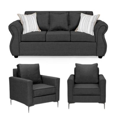 Imagen 1 del producto Living Singapur 311 marengo sofa 3 cuerpos + 2 poltronas resorte