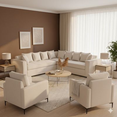 Living 311 Baco seccional mas 2 poltornas color beige productos con resortes
