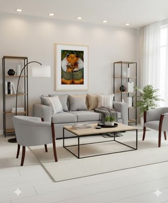 Imagen 2 del producto Living 311 Kabul gris sofa 3 cuerpos + 2 sitiales madera