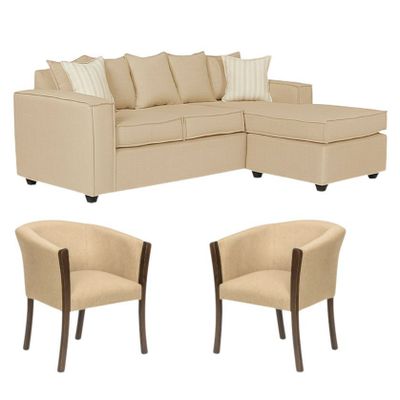 Imagen 2 del producto Living 311 Havanna beige seccional  3 cuerpos con resortes + 2 sitiales 