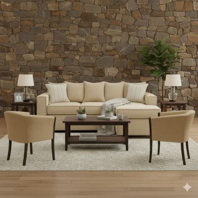 Imagen 1 del producto Living 311 Havanna beige seccional 3 cuerpos con resortes + 2 sitiales
