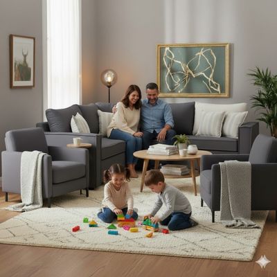 Living 311 Matilda marengo seccional y 2 poltronas con resortes