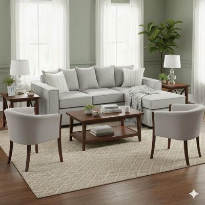 Living 311 Havanna gris seccional 3 cuerpos con resortes + 2 sitiales