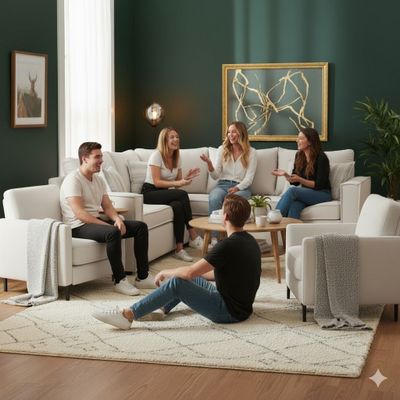 Imagen 1 del producto Living 311 Matilda blanco seccional y 2 poltronas con resortes