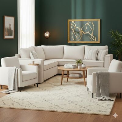 Imagen 2 del producto Living 311 Matilda blanco seccional y 2 poltronas con resortes