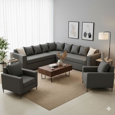 Living 311 Baco seccional mas 2 poltronas color marengo resortes pocket