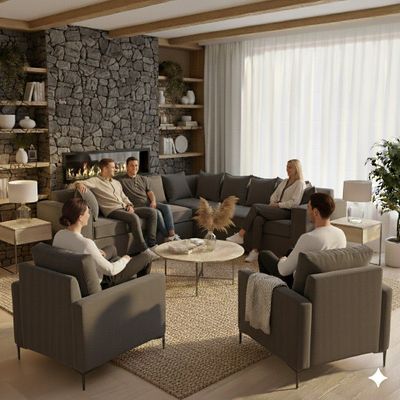 Imagen 2 del producto Living 311 Baco seccional mas 2 poltronas color marengo resortes pocket  