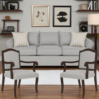 Imagen 2 del producto Juego de Living 311 Antonia gris sofa con resortes + 2 sitiales madera