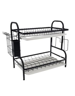 Imagen 1 del producto Organizador Escurridor de Loza 2 Niveles Negro Metal