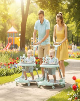 Imagen 2 del producto Pack 2 Andador de Bebe Gemelos con Juegos Interactivos Verde Menta