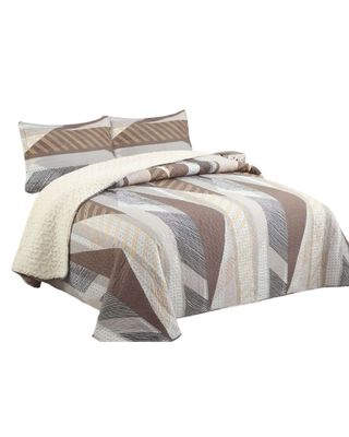 Imagen 1 del producto Cubrecama Quilt con sherpa plaza y media beige 180 x 230 cm J3