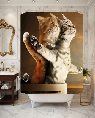 Imagen 1 del producto Cortina de Baño Tela Género + Forro Impermeable c18