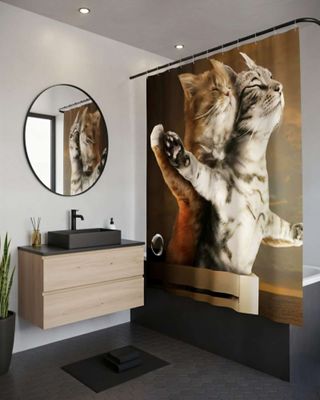 Imagen 2 del producto Cortina de Baño Tela Género + Forro Impermeable c18