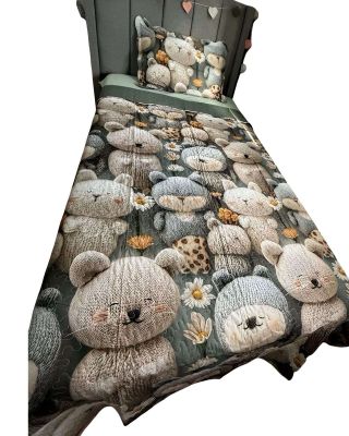 Imagen 1 del producto CUBRECAMA QUILT DE VERANO NIÑA NIÑO INFANTIL OSO VERDE