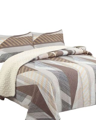 Imagen 2 del producto Cubrecama Quilt con sherpa 2 plaza beige 230 cm x 250 cm J7