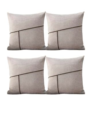 Imagen 2 del producto JUEGO DE 4 FUNDAS CHENILLE CON LINEAS GRIS