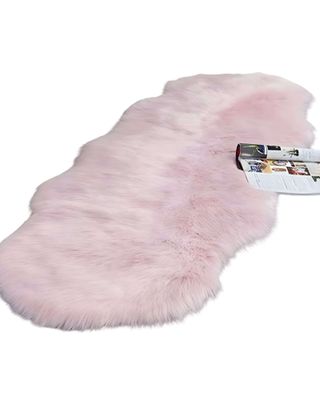 ALFOMBRAS DECORATIVAS IMITACION PIEL DE CONEJO ROSA