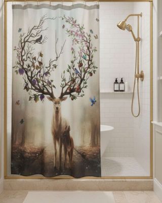 Imagen 2 del producto Cortina de Baño Tela Género + Forro Impermeable c19