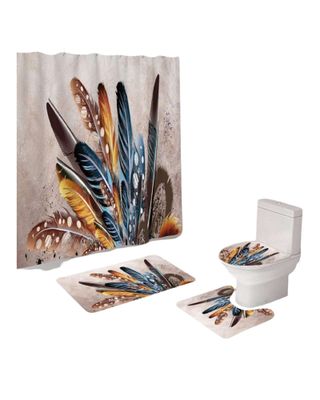 Imagen 2 del producto Juego 5 piezas con Cortina de baño de Tela Poliéster y  Forro de Ducha de Plástico J-5