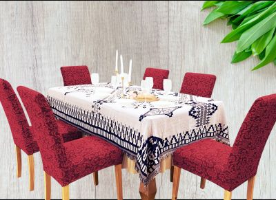 Imagen 2 del producto PACK DE 6 FUNDAS CUBRE SILLAS DE COMEDOR FLORES BURDEO