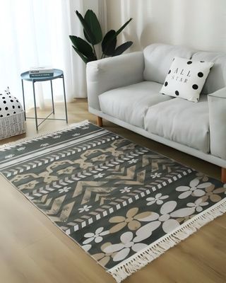 ALFOMBRA DE LINO 160 X 200 ELEGANTES CON FLECOS A01