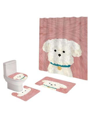 Imagen 2 del producto Juego 5 piezas con Cortina de baño de Tela Poliéster y Forro de Ducha de Plástico J-7