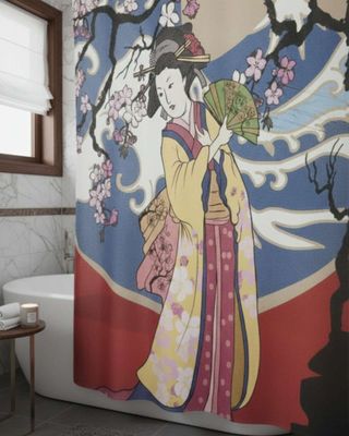 Imagen 1 del producto Cortina de Baño Tela Género + Forro Impermeable c24