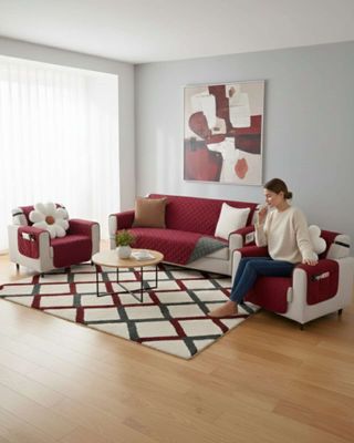 Imagen 2 del producto Juegos 3+1+1 de Cubre sillon reversibles con bolsas negro 