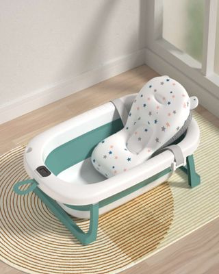 Imagen 2 del producto BAÑERA TINA BEBE PLEGABLE PLEGABLE CON TERMOMETRO Y COJÍN VERDE