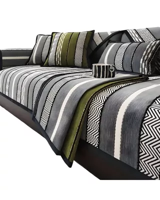 Imagen 1 del producto PACK DE 5 FUNDAS PARA SOFA CON DISEÑO RAYAS GRIS