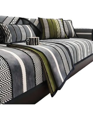 Imagen 2 del producto PACK DE 5 FUNDAS PARA SOFA CON DISEÑO RAYAS GRIS