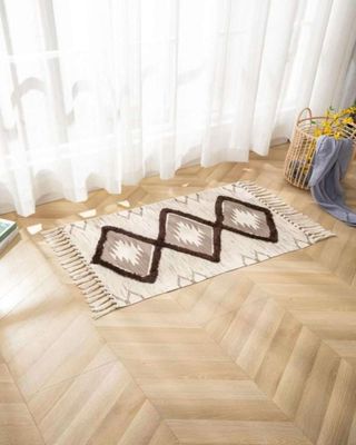 Imagen 2 del producto Pack de 2 Alfombra de Lino Bajada de Cama estilo Boho medida 60 cm x 90 cm A8