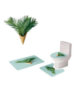 Imagen 2 del producto Juego 5 piezas con Cortina de baño de Tela Poliéster y  Forro de Ducha de Plástico J-9