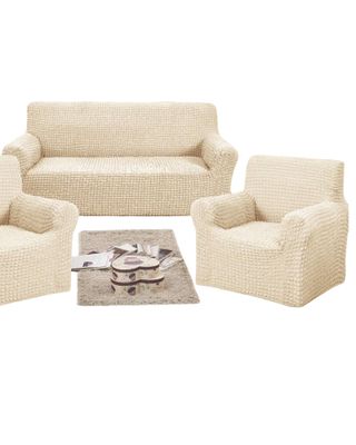 Imagen 2 del producto SET DE FUNDAS CUBRE SILLON 3+1+1 - MODELO CUADRILLE BLANCO