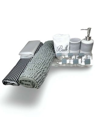 Juego Set de Baño 18 Piezas Cortina, Alfombra, Toalla y Jaboneras Doral A12