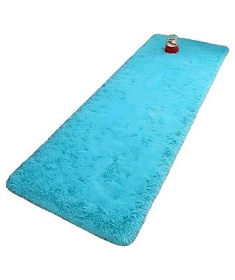 Imagen 2 del producto Juego por 2 Alfombra pasillera peluda liviana 70x150 ultra suave CELESTE