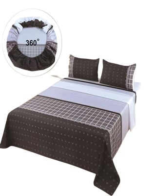 SET DE SABANAS DISEÑO ESTAMPADO 2 PLAZAS GRIS