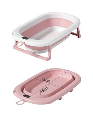 Imagen 2 del producto BAÑERA TINA BEBE PLEGABLE PLEGABLE CON TERMOMETRO Y COJÍN ROSA